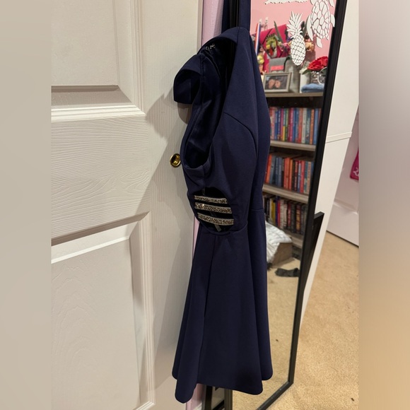 Formal Blue Dress with Rhinestone Sides - Picture 2 of 3